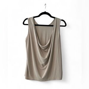 Beige open back sleeveless top women’s blouse by BCBG